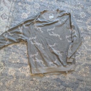 American Eagle Outfitters Gray Patterned Crewneck Sweatshirt